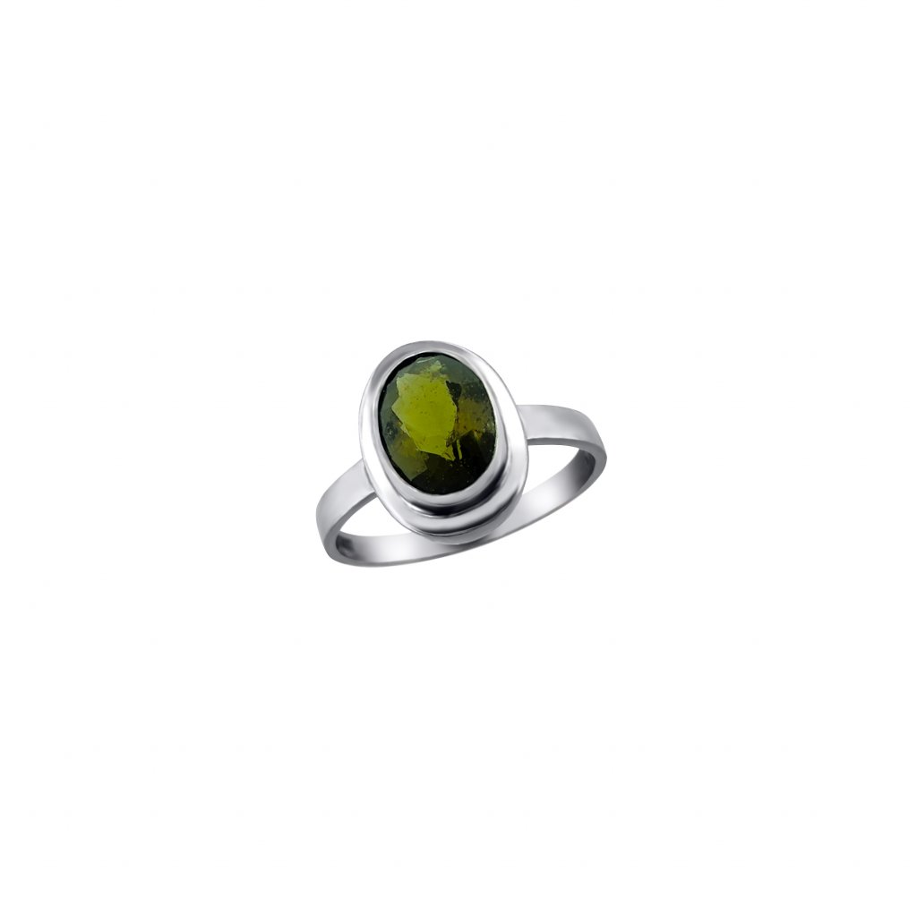 Elegant silver ring with Moldavite P200031850006