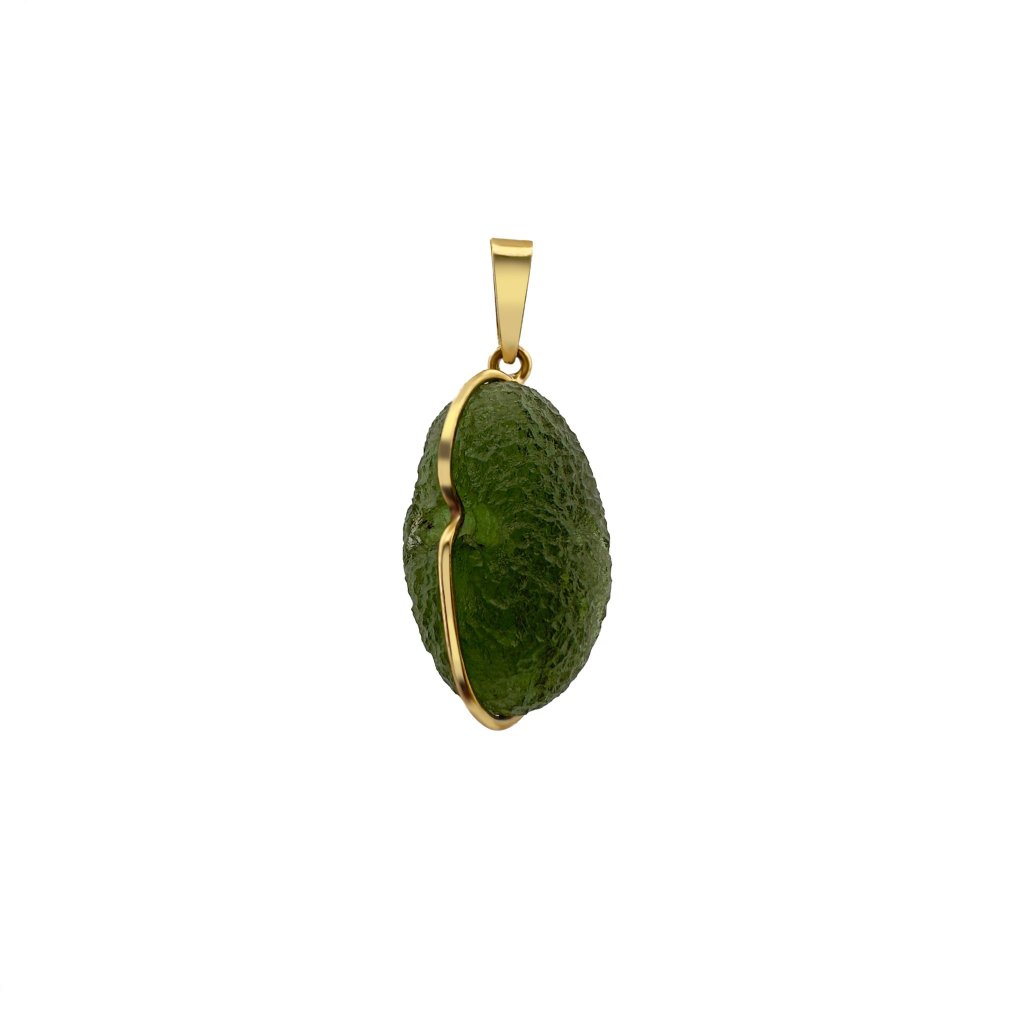 Gold pendant with Moldavite, regular oval P2000000560007