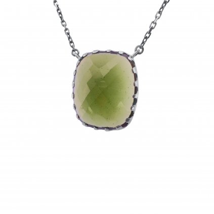 Stříbrný náhrdelník s vltavínem P34 0006