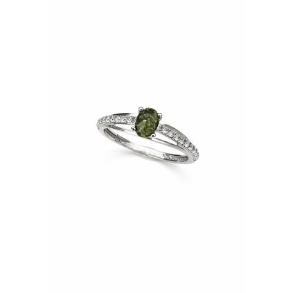 Gold ring with Moldavite and zircons P200021692008