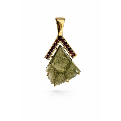 Gold pendant with Moldavite and garnets P2000184710007