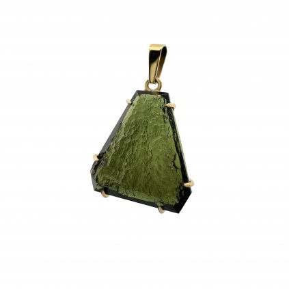 Zlatý přívěsek s vltavínem, polobrus 21 0060