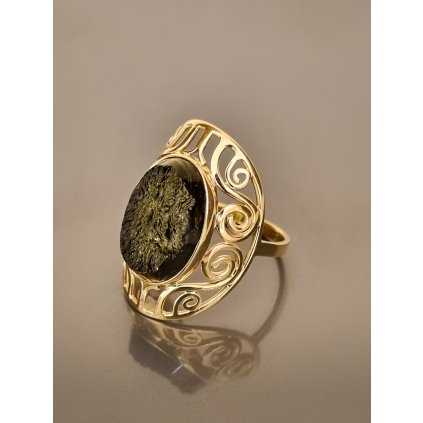 Zlatý prsten s vltavínem P2000297550002
