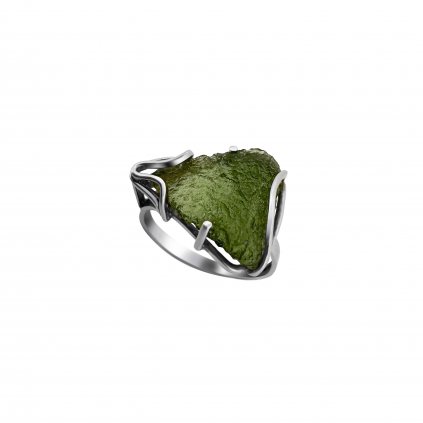 Stříbrný prsten s vltavínem P2000315740002