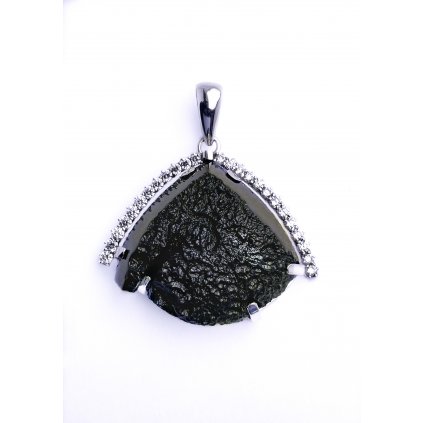 Moldavite pendant with zirconia 2000150830005