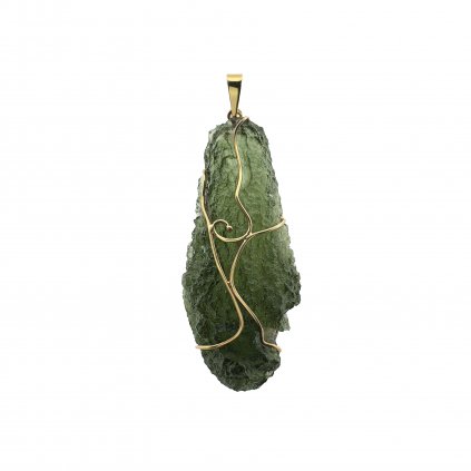 Luxusní zlatý přívěsek s vltavínem P25 0130