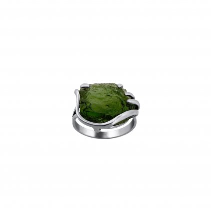 Stříbrný prsten s nebroušeným vltavínem P2000316120001