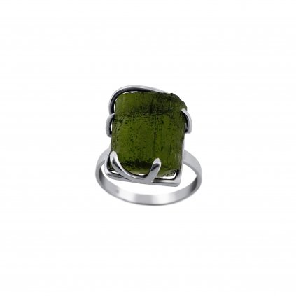 Stříbrný prsten s vltavínem P35 0067