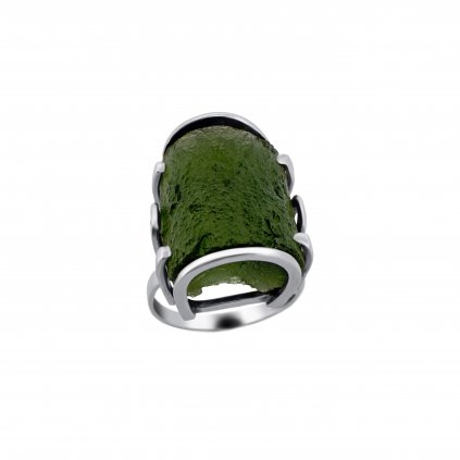 Stříbrný prsten  s vltavínem P2000316100003
