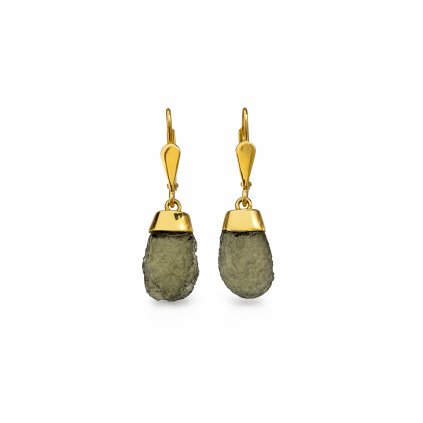 Gold earrings with Moldavite P2000294300006