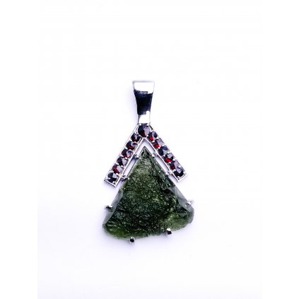 Moldavite pendant with garnet 2000185400006
