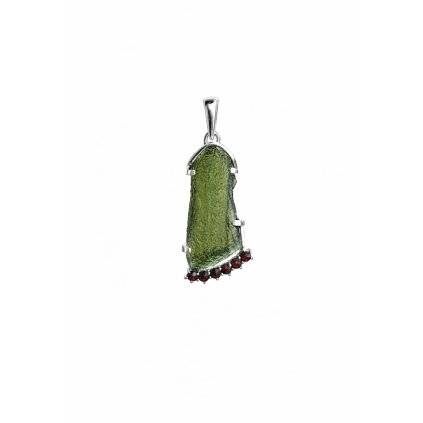Silver pendant with Moldavite and garnets P2000228380005
