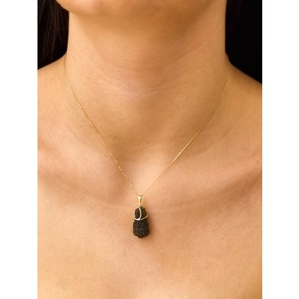 Zlatý přívěs s vltavínem P25 0084