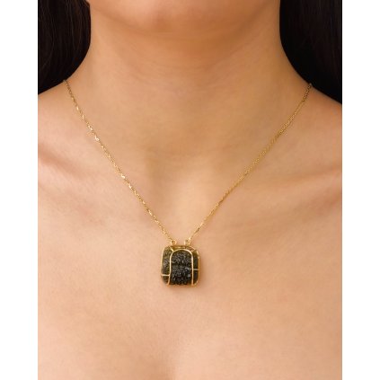 Zlatý náhrdelník s vltavínem P29 0001