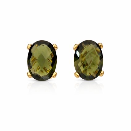 Luxurious gold earrings with Moldavite 200009080007