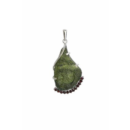 Silver pendant with Moldavite and garnets P2000230330005