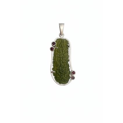 Silver pendant with Moldavite and garnets P2000299860000