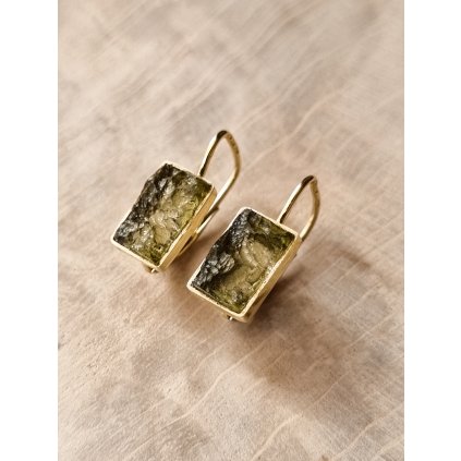Gold earrings with Moldavite 200033560009