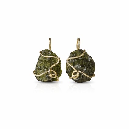 Gold earrings with Moldavite 2000336450003