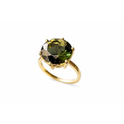 Exclusive gold ring with cut Moldavite 2000337230000