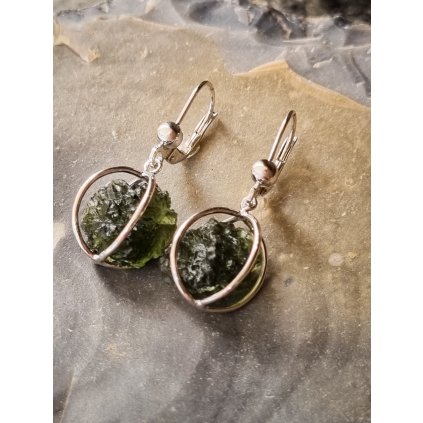 Stříbrné náušnice s vltavíny P36 0071