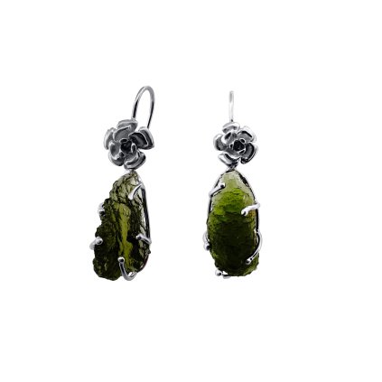 Stříbrné náušnice s vltavíny P36 0041