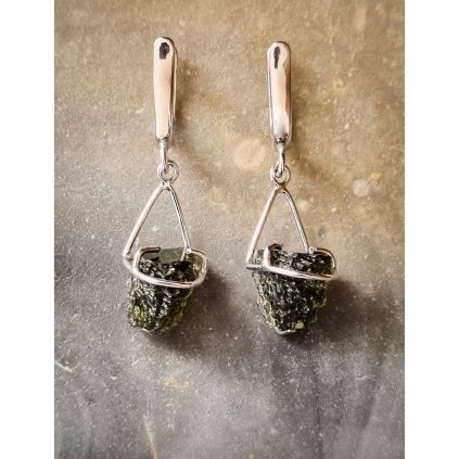 Stříbrné náušnice s vltavíny P36 0024