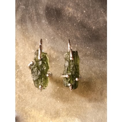 Stříbrné visací náušnice s vltavíny P36 009