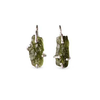 Stříbrné visací náušnice s vltavíny