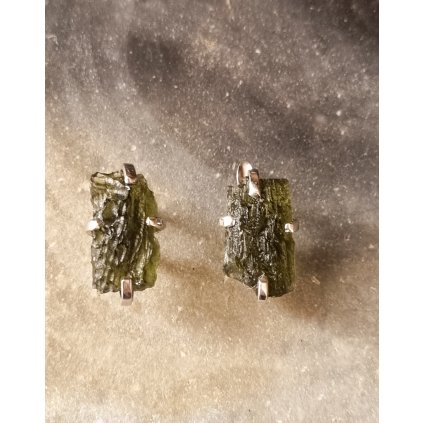 Stříbrné náušnice s vltavíny P36 0063