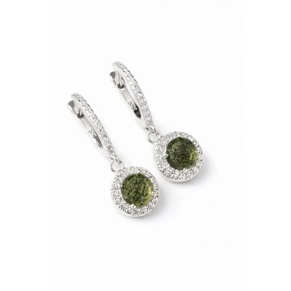 Stříbrné náušnice s vltavíny a zirkony 2000345110004