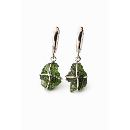 Stříbrné náušnice s vltavíny