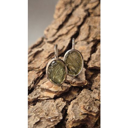 Stříbrné náušnice s vltavíny P32 0072