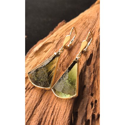 Exklusivní zlaté náušnice s vltavíny 26 0012