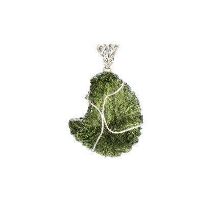 Stříbrný přívěsek s vltavínem P37 0137