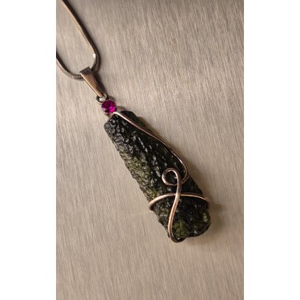 Stříbrný přívěsek s vltavínem a zirkonem  P37 0167