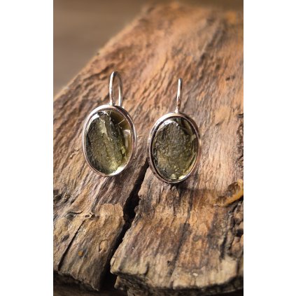 Stříbrné náušnice s vltavíny P32 0022