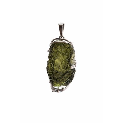 Stříbrný přívěsek s neopracovaným vltavínem P37 0206
