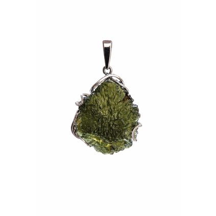 Stříbrný přívěsek s neopracovaným vltavínem P37 0217