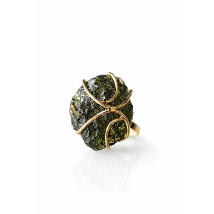 Zlatý prsten s vltavínem P27 0050