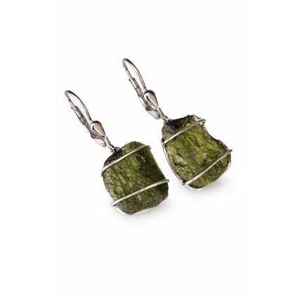 Náušnice ze stříbra s přírodními nebroušenými vltavíny 2000362140001