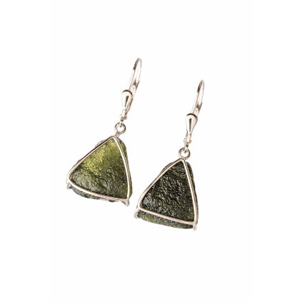 Náušnice ze stříbra s přírodními nebroušenými vltavíny