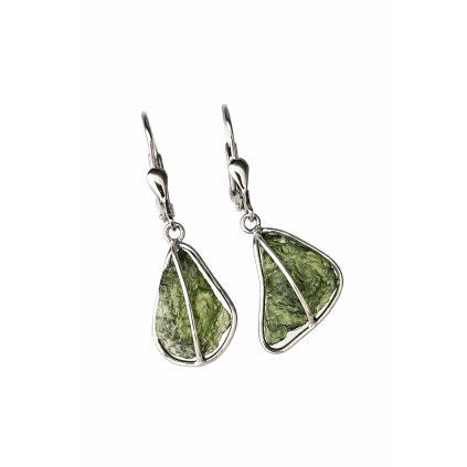 Stříbrné náušnice s přírodními nebroušenými vltavíny