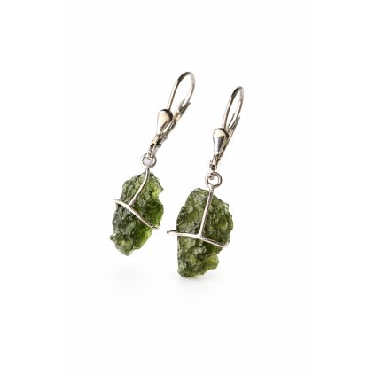 Stříbrné náušnice s přírodními nebroušenými vltavíny 2000352150000