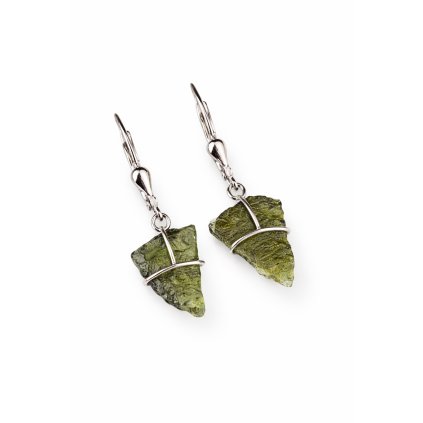 Stříbrné náušnice s přírodními nebroušenými vltavíny