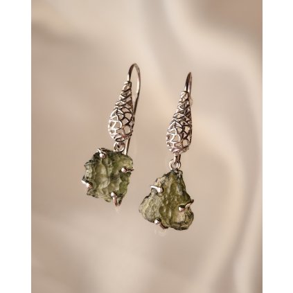 Stříbrné náušnice s vltavíny P36 0046