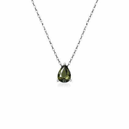 Stříbrný náhrdelník s vltavínem 2000352950006