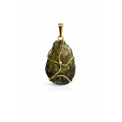 Zlatý přívěs s neopracovaným vltavínem P2000348110001