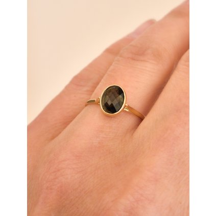 Zlatý prsten s vltavínem P22 0038