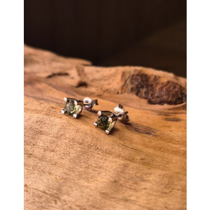 Stříbrné náušnice s vltavíny 2000372860002 B